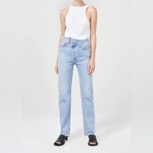 Agolde Indigo Criss Cross Straight-Leg Denim Jeans